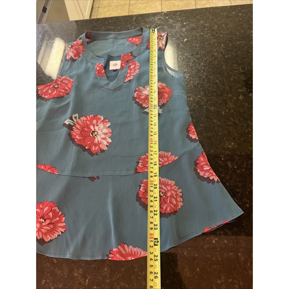 Cabi Style 3445 Blushing Floral Blouse Teal Sz XS Peplum Lined Tank‎ Shirt Top - Picture 4 of 8
